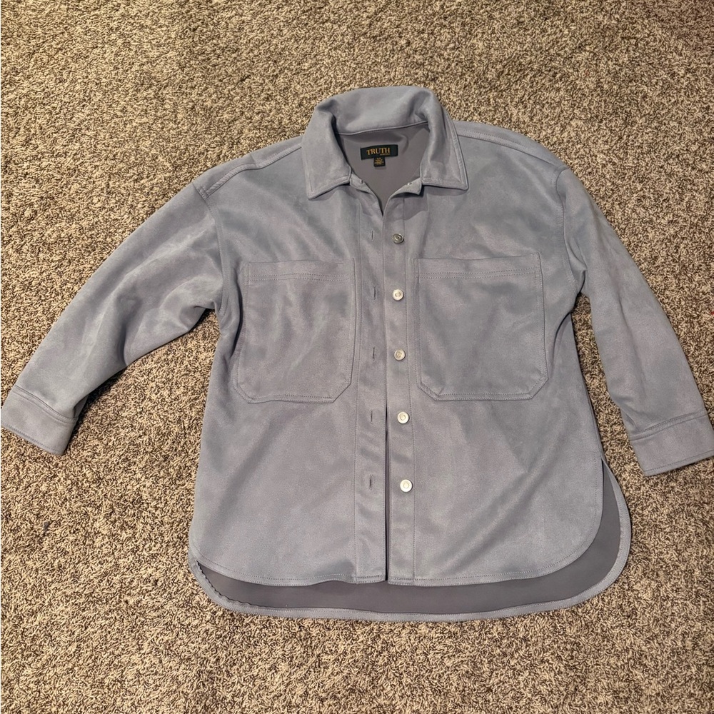 Truth Women's Grey Blue Button-Up Top